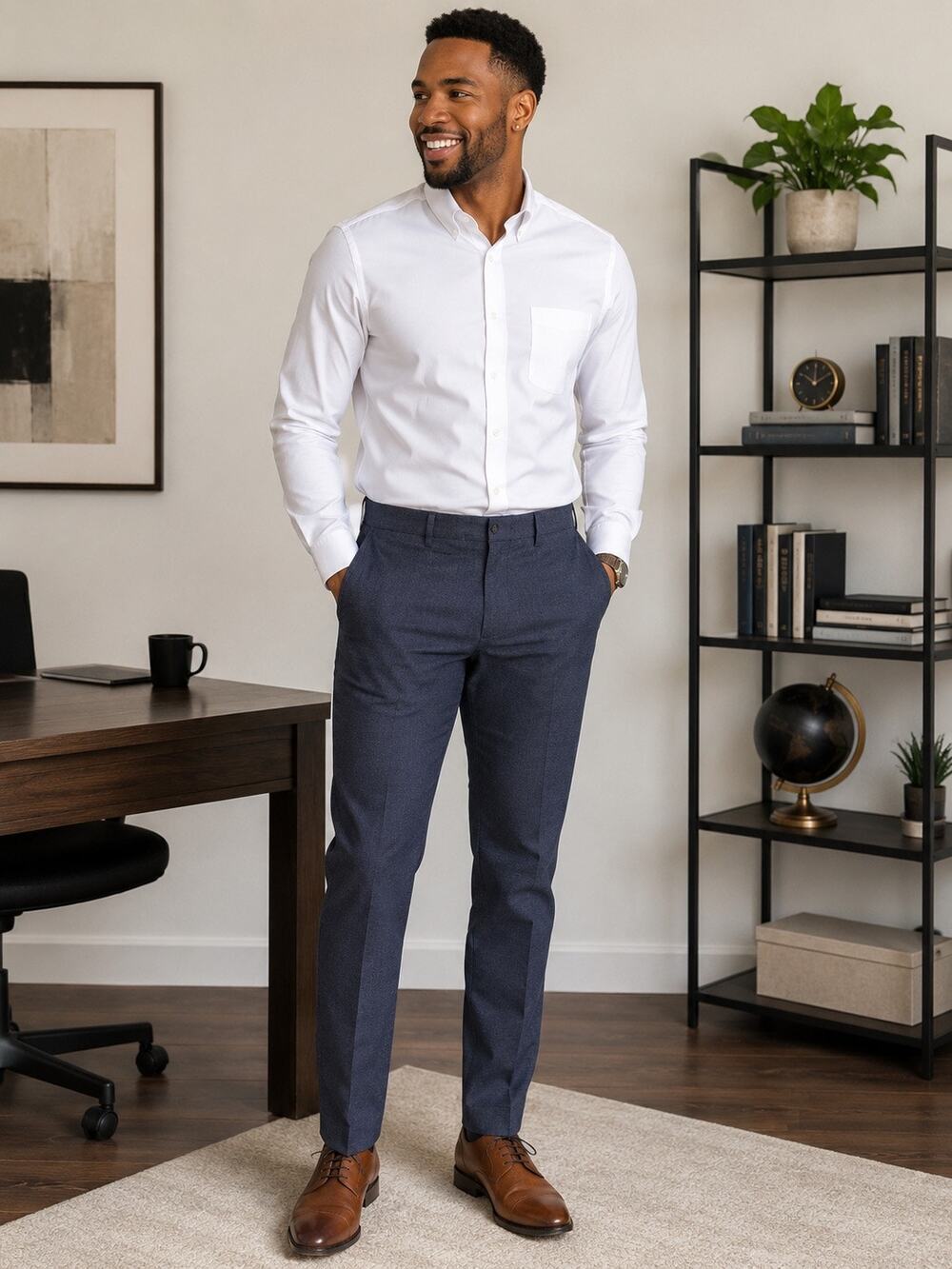 Old Navy Men’s Signature Slim Non-Iron Built-In Flex Pants 34x30 Blue Chino